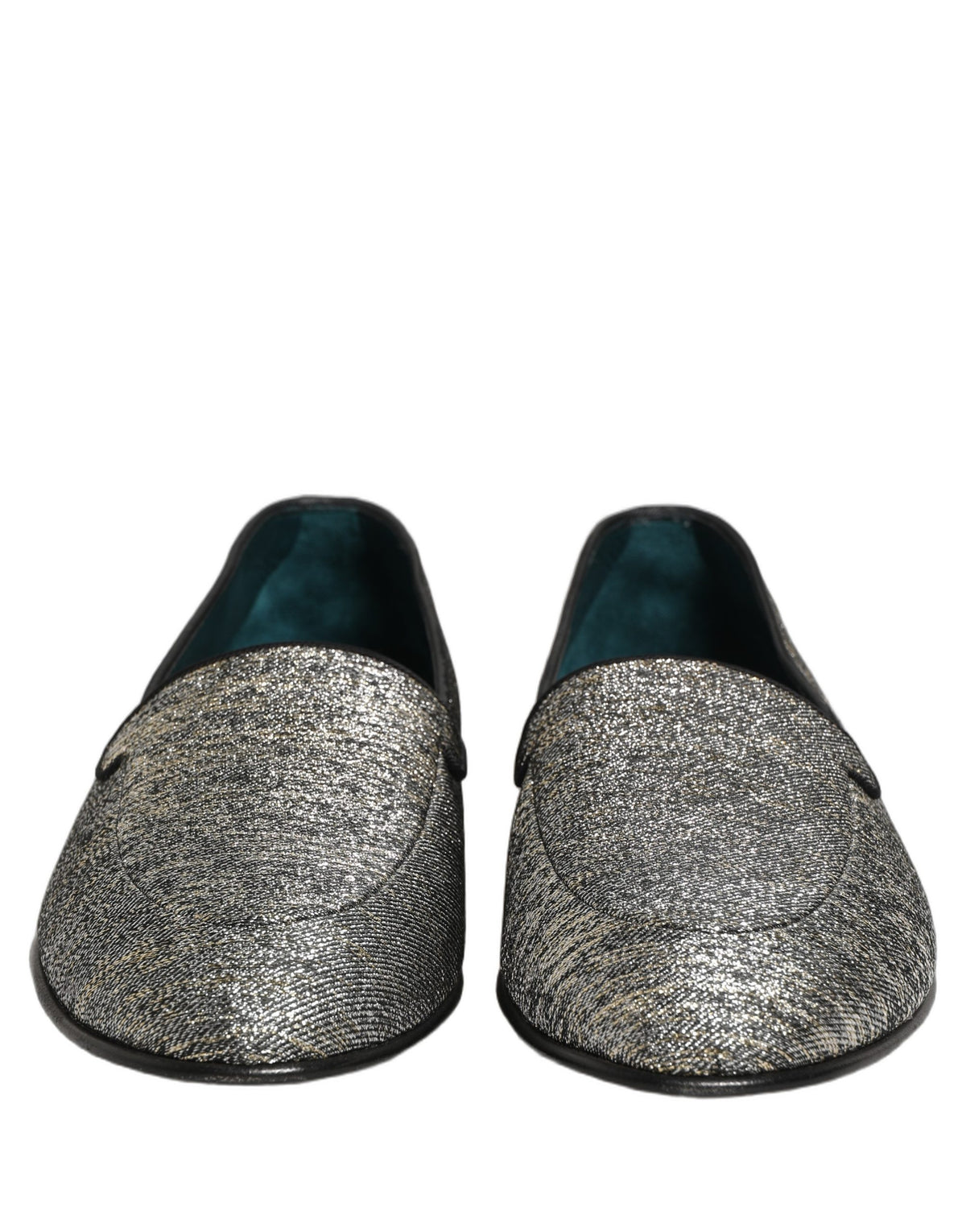 Dolce & Gabbana Men's Leather & Lurex Loafer Slip-On Shoes - Gray