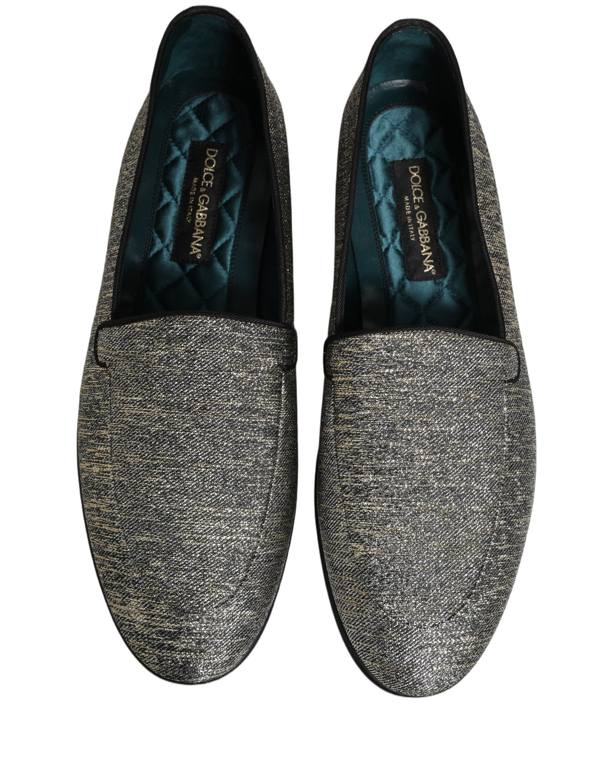 Dolce & Gabbana Men's Leather & Lurex Loafer Slip-On Shoes - Gray