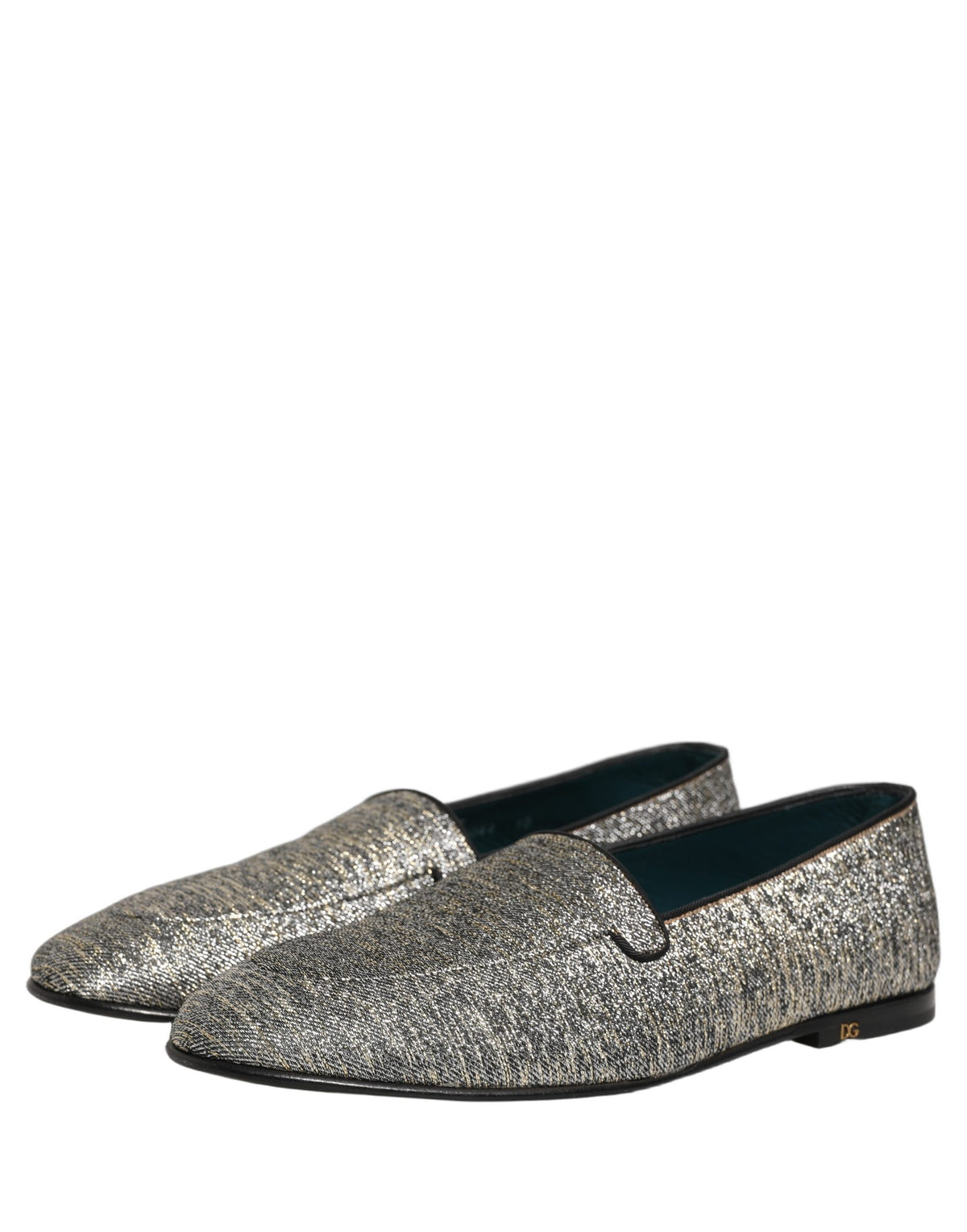 Dolce & Gabbana Men's Leather & Lurex Loafer Slip-On Shoes - Gray