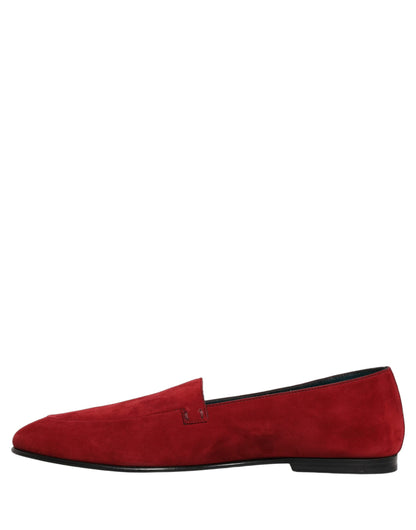 Dolce & Gabbana Men's Suede Leather Low-Heel Loafer Slip-On Shoes - Red