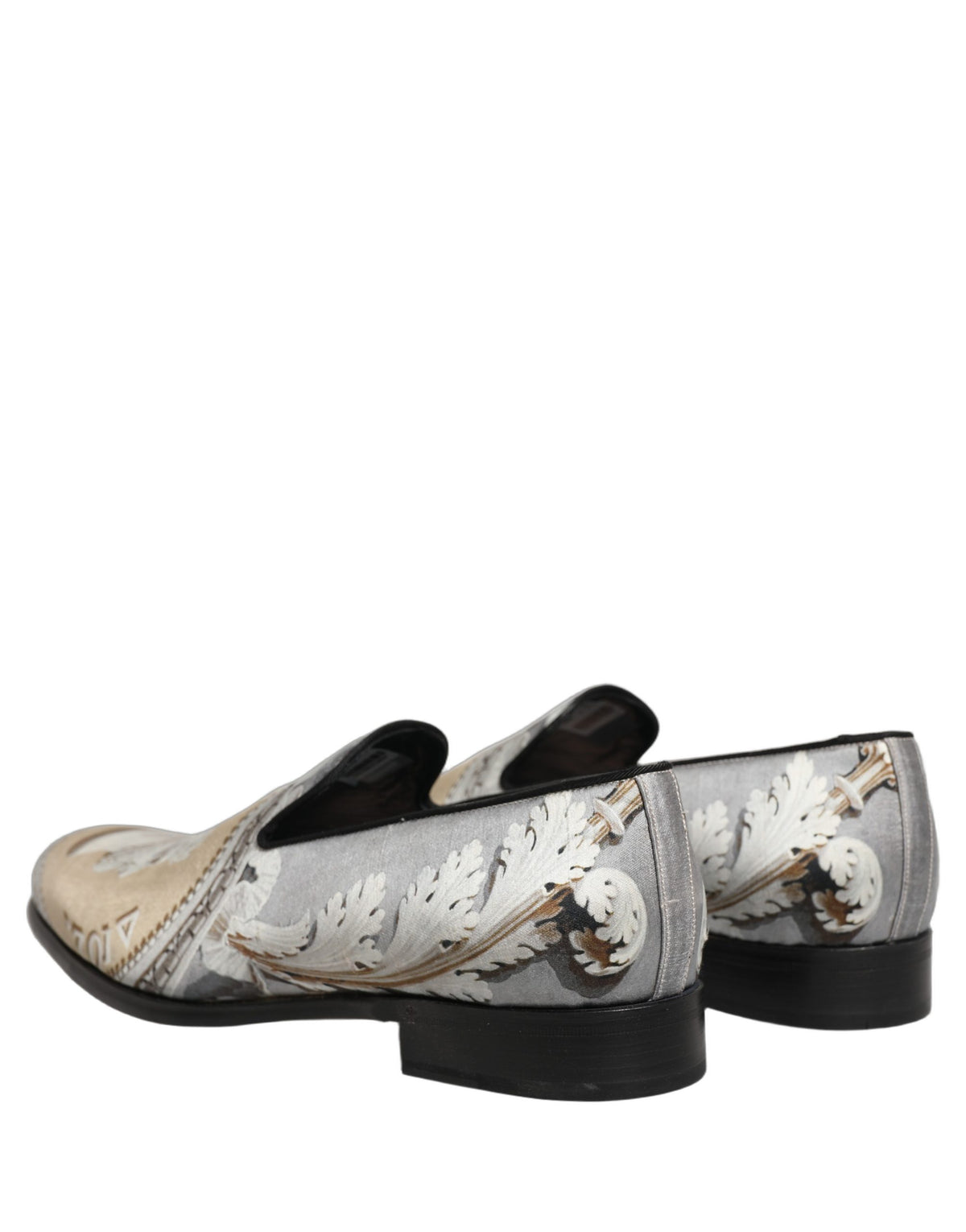 Dolce & Gabbana Men's Leather Loafer Slip-On Shoes - Beige Gray Multicolor Signature
