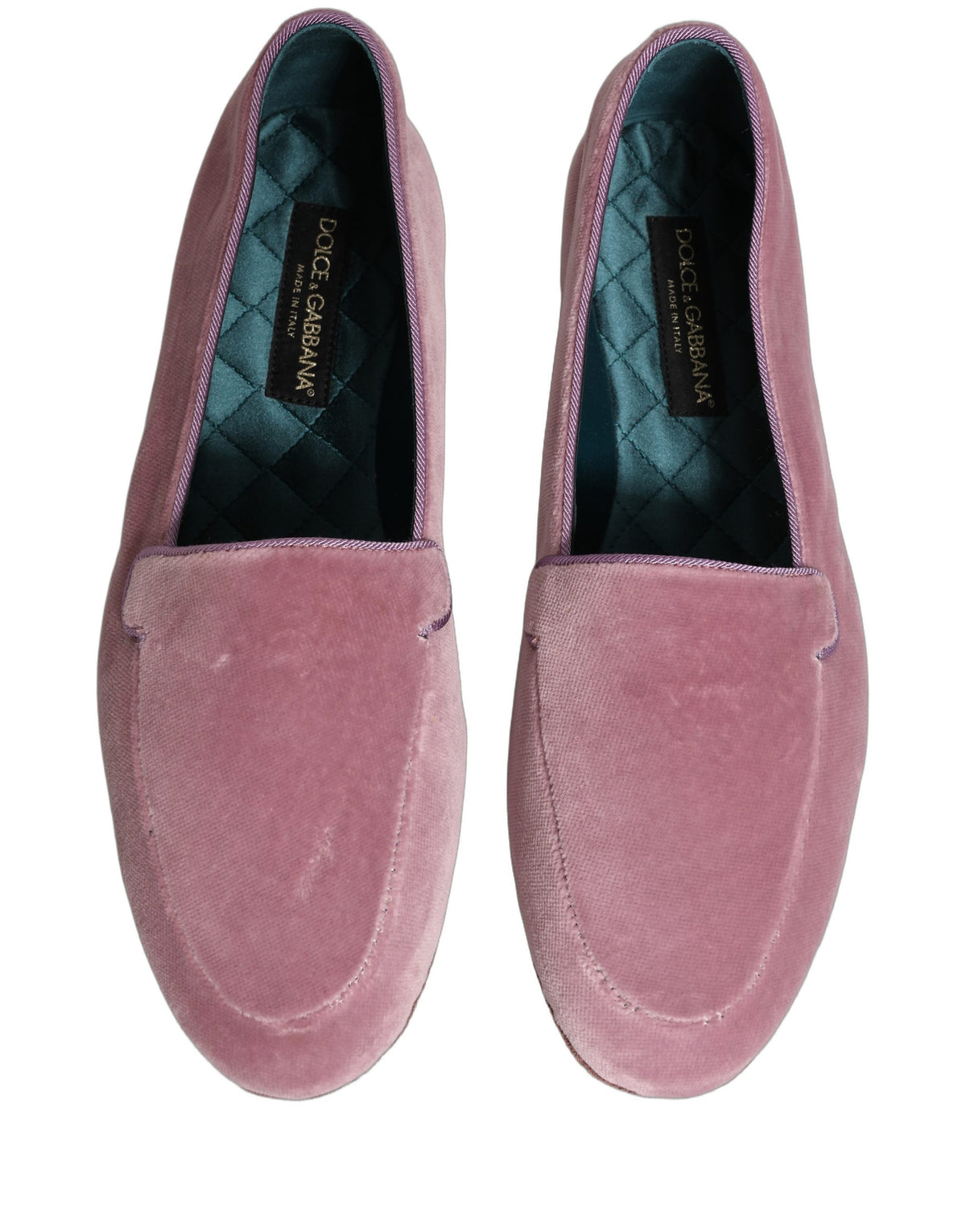 Dolce & Gabbana Aria Men's Leather & Velvet Flat Loafer Slip-On Shoes - Pink
