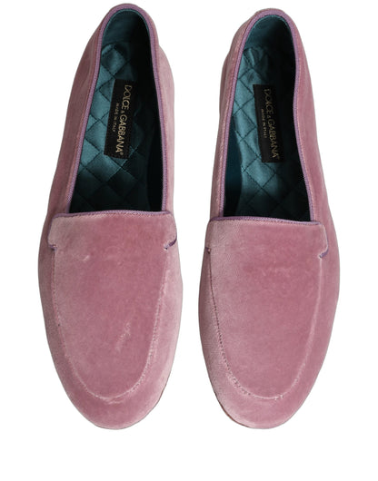 Dolce & Gabbana Aria Men's Leather & Velvet Flat Loafer Slip-On Shoes - Pink