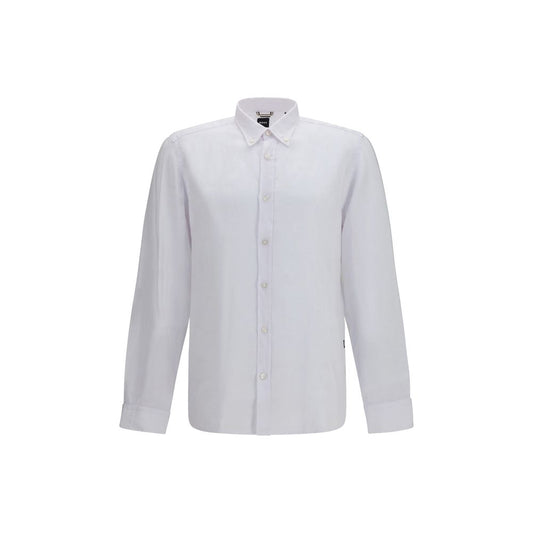 Hugo Boss Black White Linen Dress Shirt