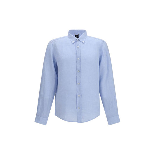 Hugo Boss Black Blue Linen Dress Shirt