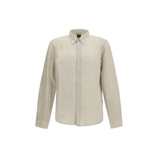 Hugo Boss Black Beige Linen Dress Shirt