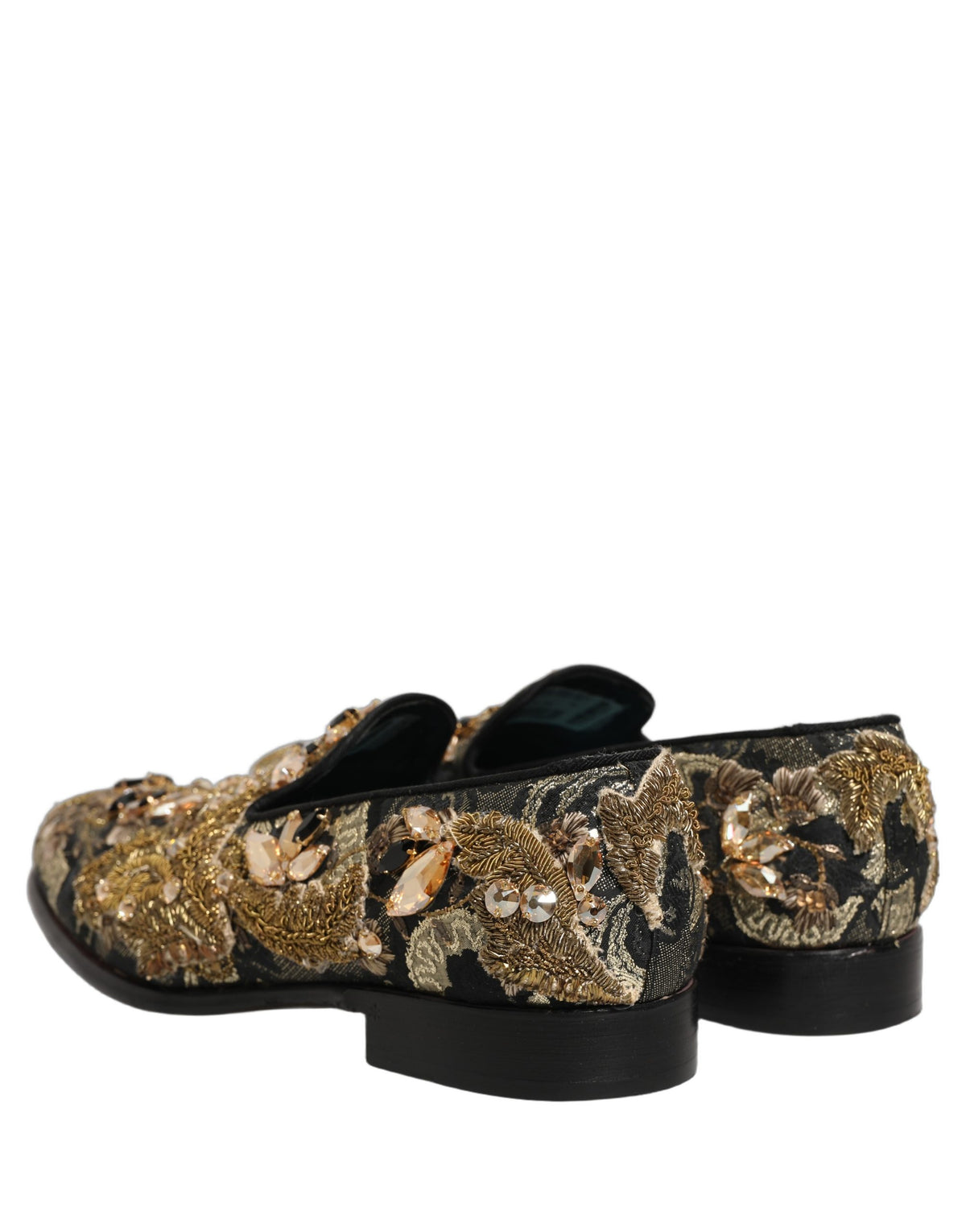 Dolce & Gabbana Men's Leather & Velvet Loafer Slip-On Shoes - Black Gold