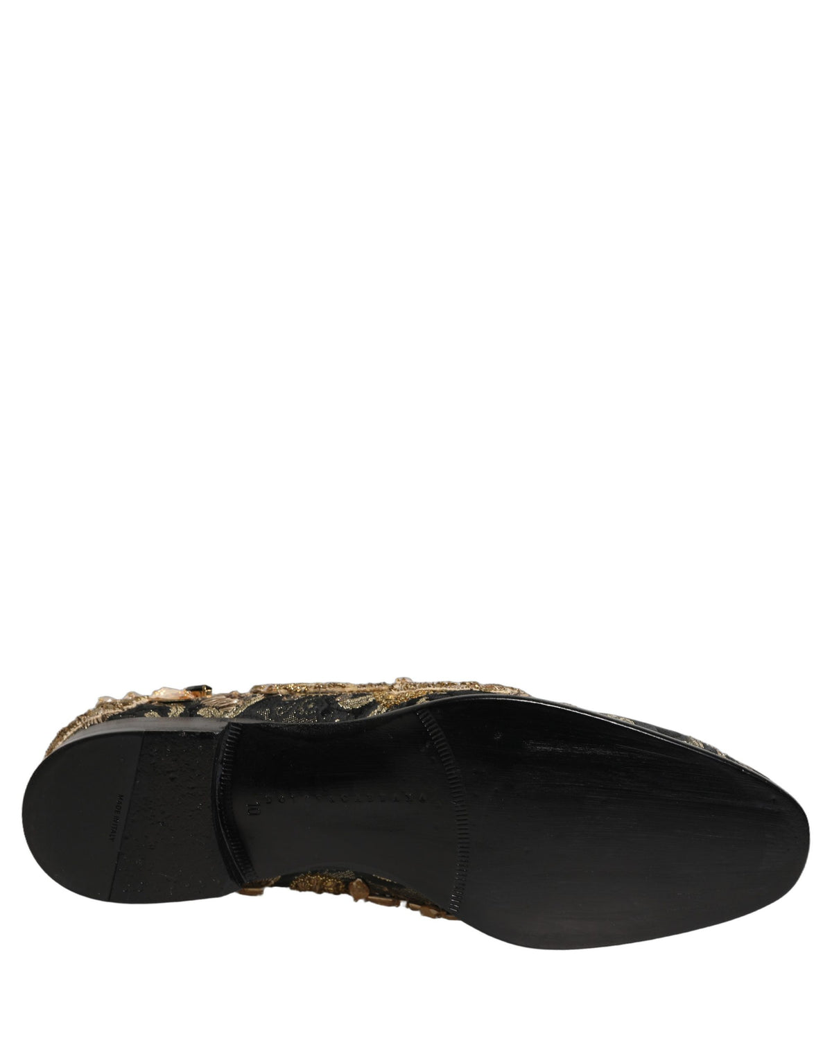 Dolce & Gabbana Men's Leather & Velvet Loafer Slip-On Shoes - Black Gold