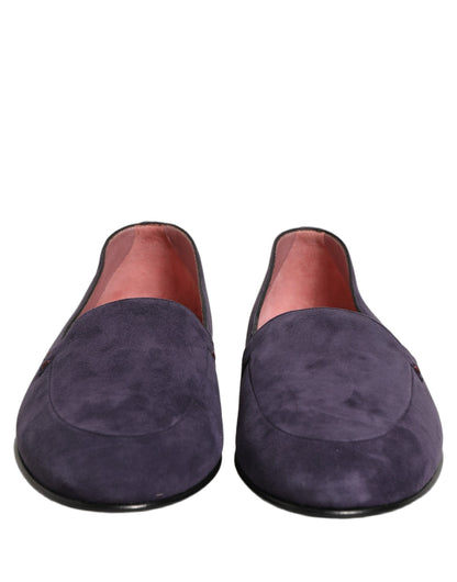 Dolce & Gabbana Men's Leather & Velvet Flat Loafer Slip-On Shoes - Violet
