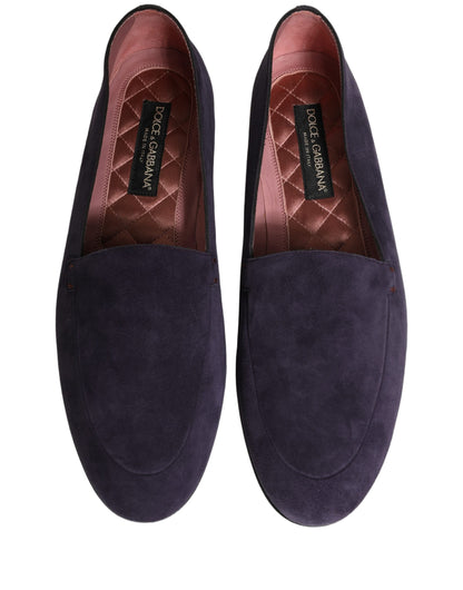 Dolce & Gabbana Men's Leather & Velvet Flat Loafer Slip-On Shoes - Violet