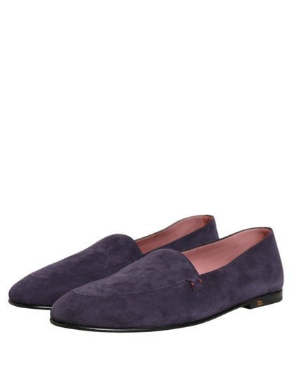 Dolce & Gabbana Men's Leather & Velvet Flat Loafer Slip-On Shoes - Violet