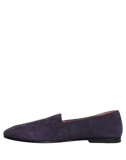 Dolce & Gabbana Men's Leather & Velvet Flat Loafer Slip-On Shoes - Violet