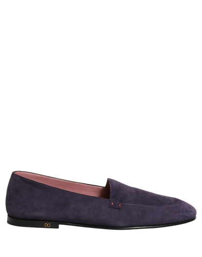 Dolce & Gabbana Men's Leather & Velvet Flat Loafer Slip-On Shoes - Violet