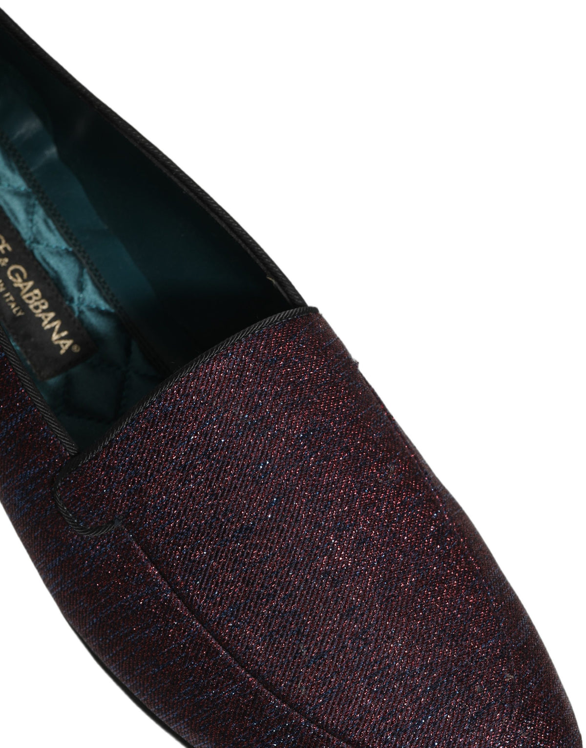 Dolce & Gabbana Men's Leather & Lurex Loafer Slip-On Shoes - Maroon Signature