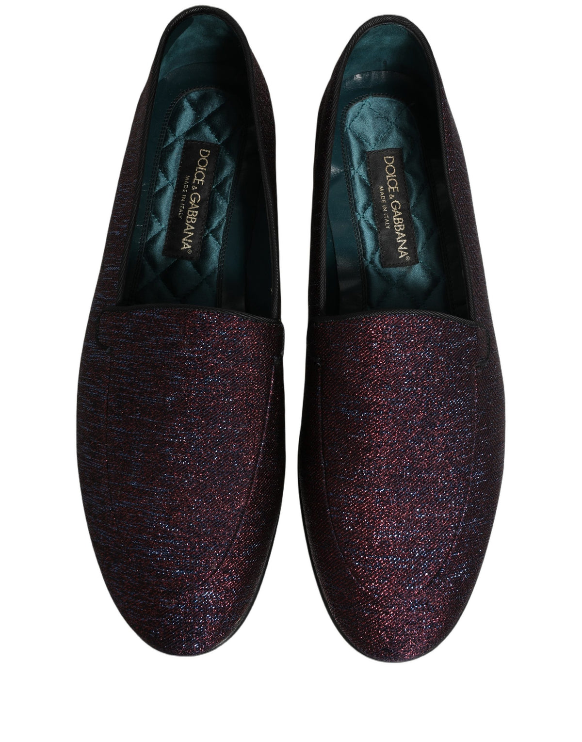 Dolce & Gabbana Men's Leather & Lurex Loafer Slip-On Shoes - Maroon Signature