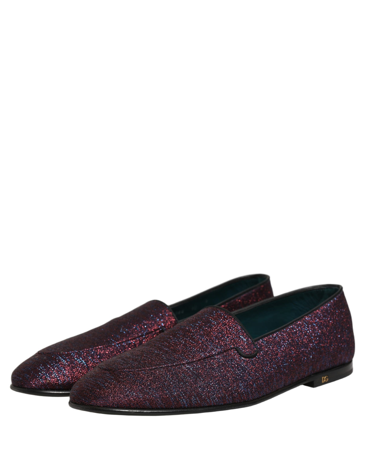 Dolce & Gabbana Men's Leather & Lurex Loafer Slip-On Shoes - Maroon Signature