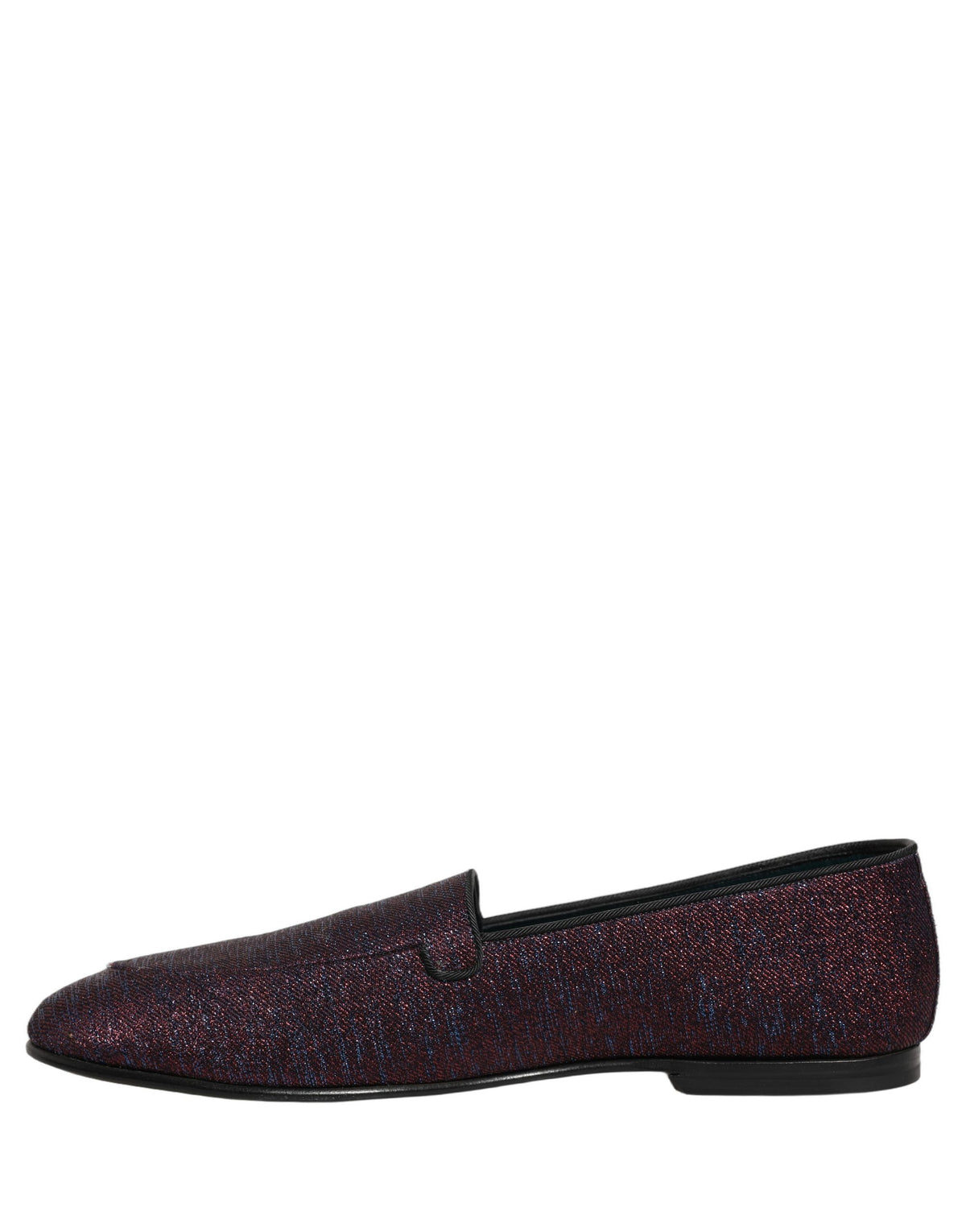 Dolce & Gabbana Men's Leather & Lurex Loafer Slip-On Shoes - Maroon Signature