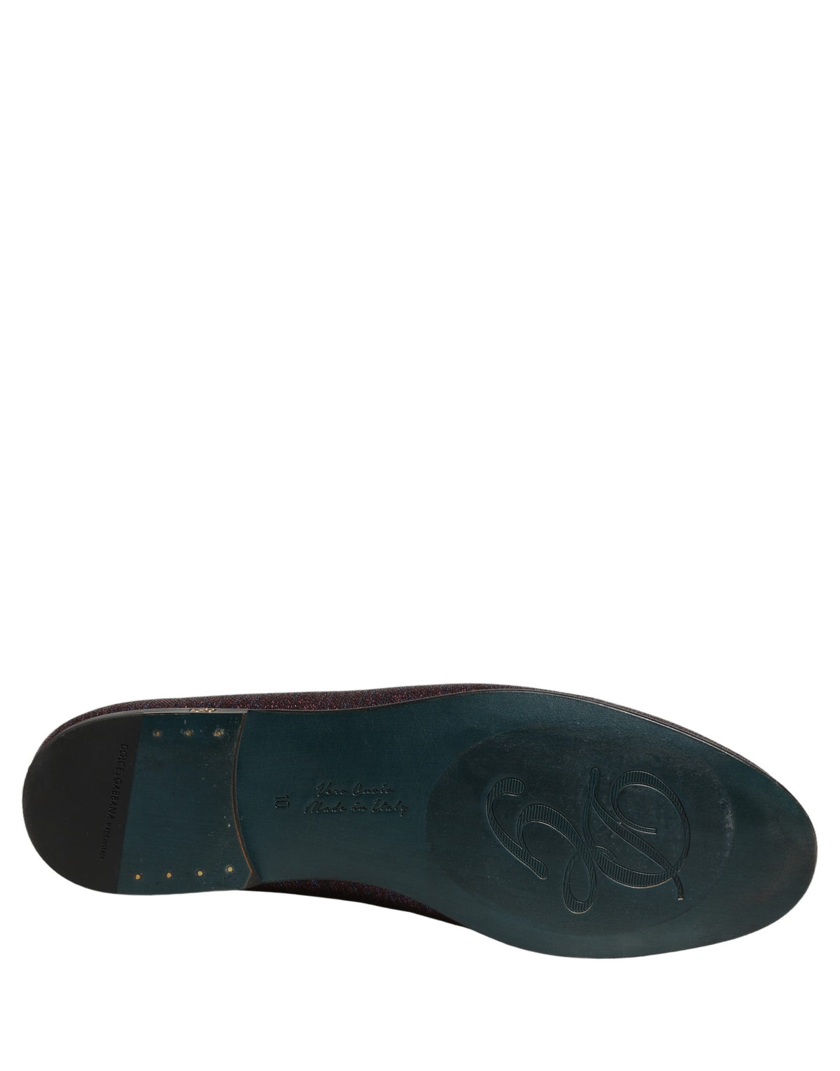 Dolce & Gabbana Men's Leather & Lurex Loafer Slip-On Shoes - Maroon Signature