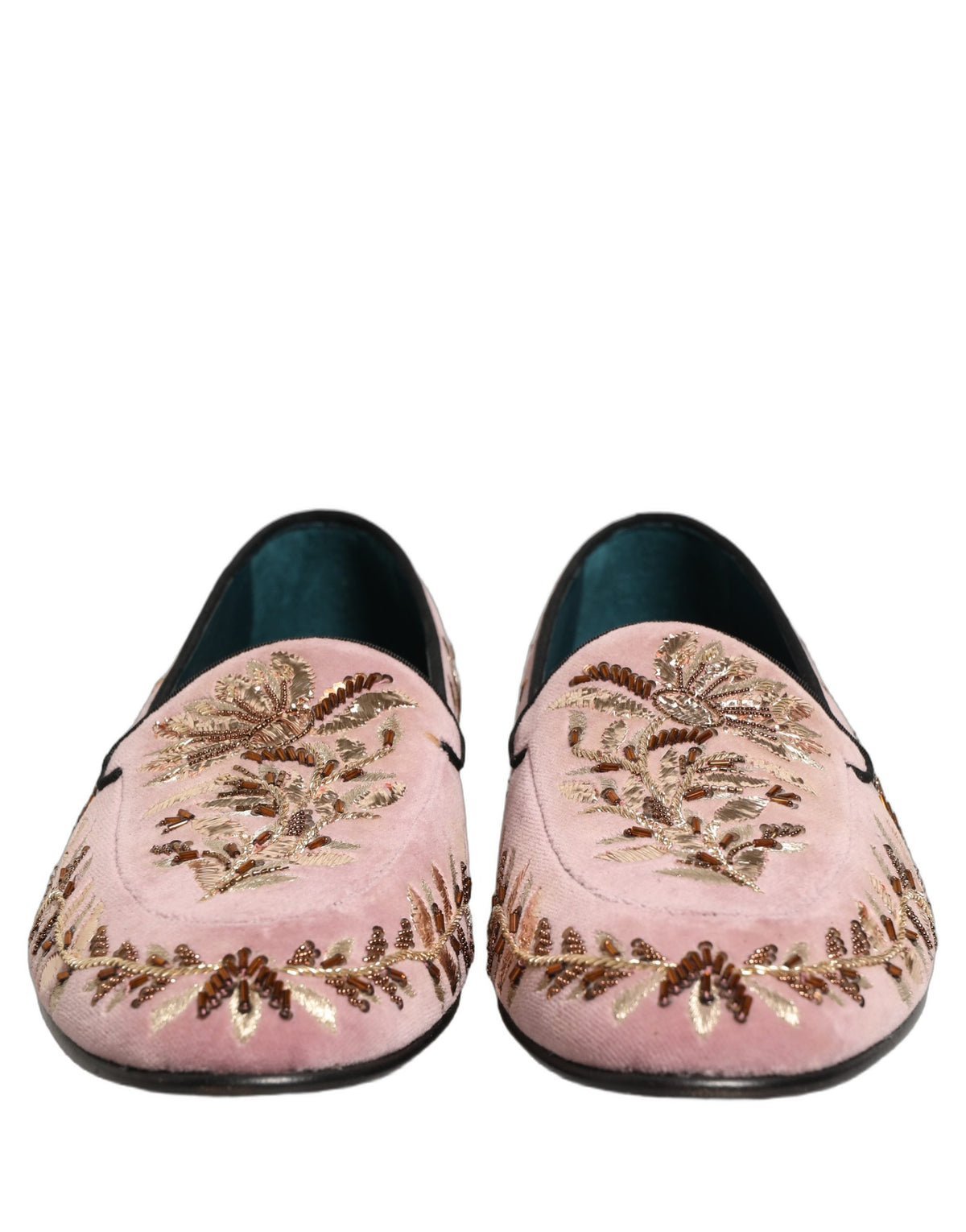 Dolce & Gabbana Men's Leather & Velvet Loafer Slip-On Shoes - Pink Floral