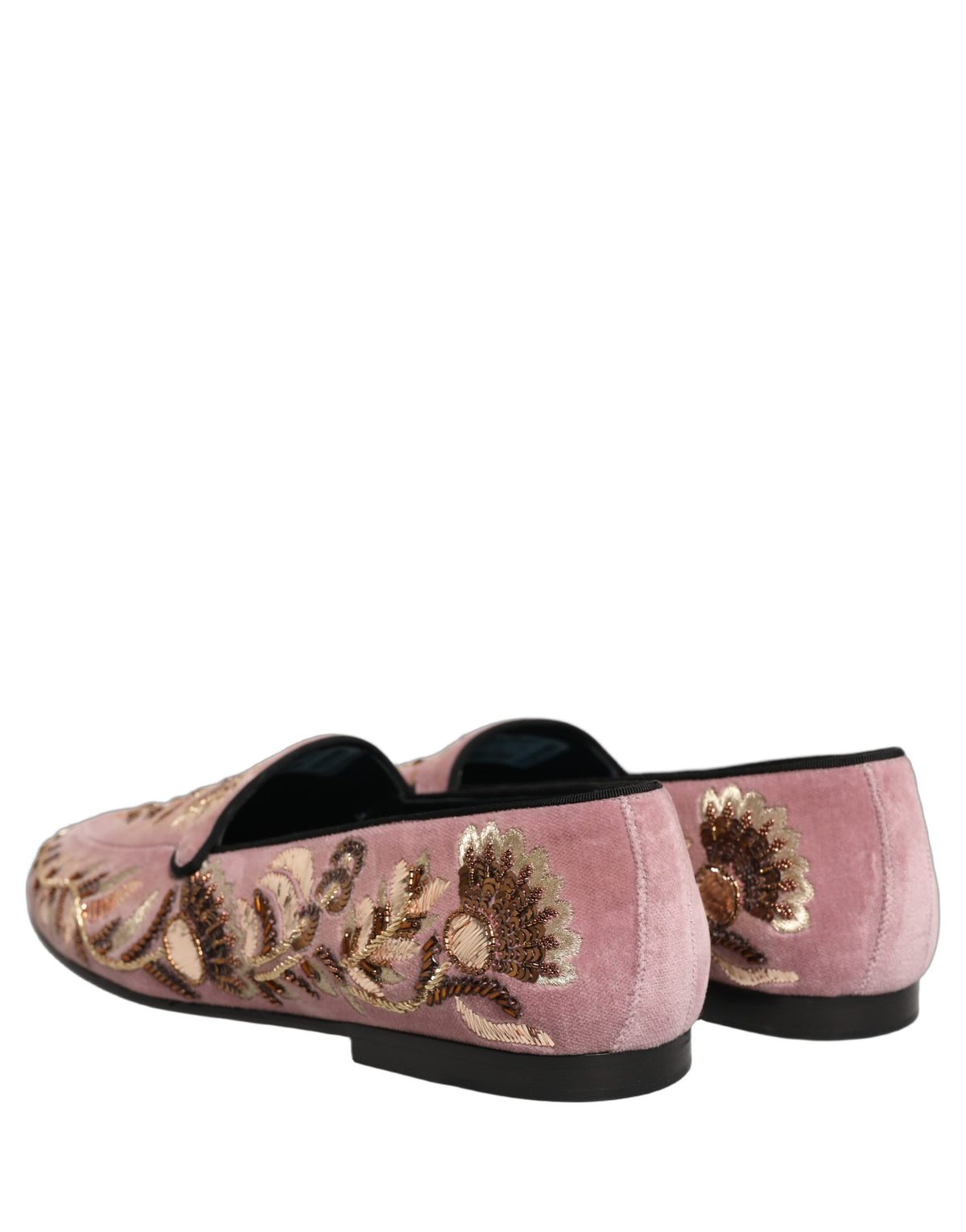 Dolce & Gabbana Men's Leather & Velvet Loafer Slip-On Shoes - Pink Floral
