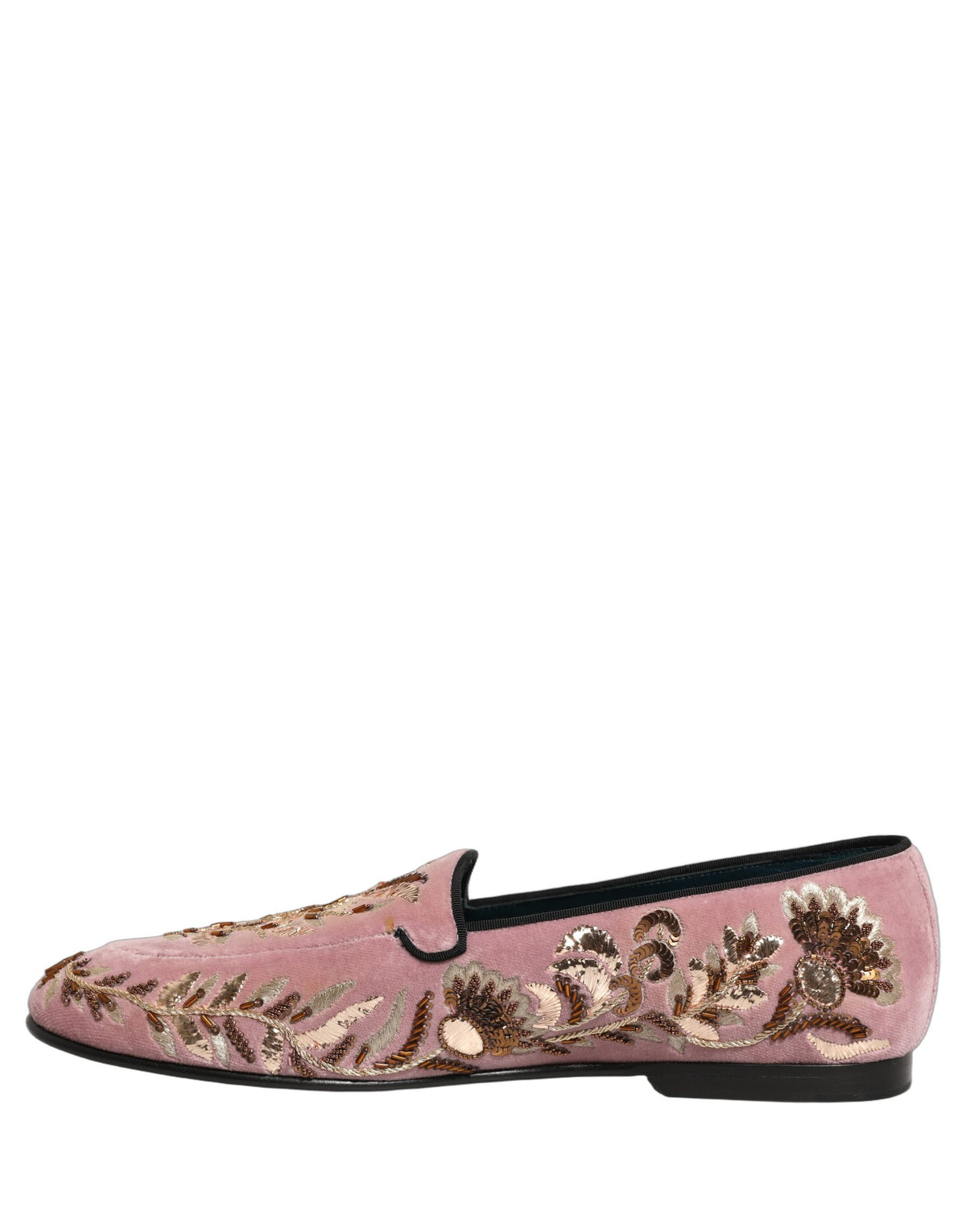 Dolce & Gabbana Men's Leather & Velvet Loafer Slip-On Shoes - Pink Floral