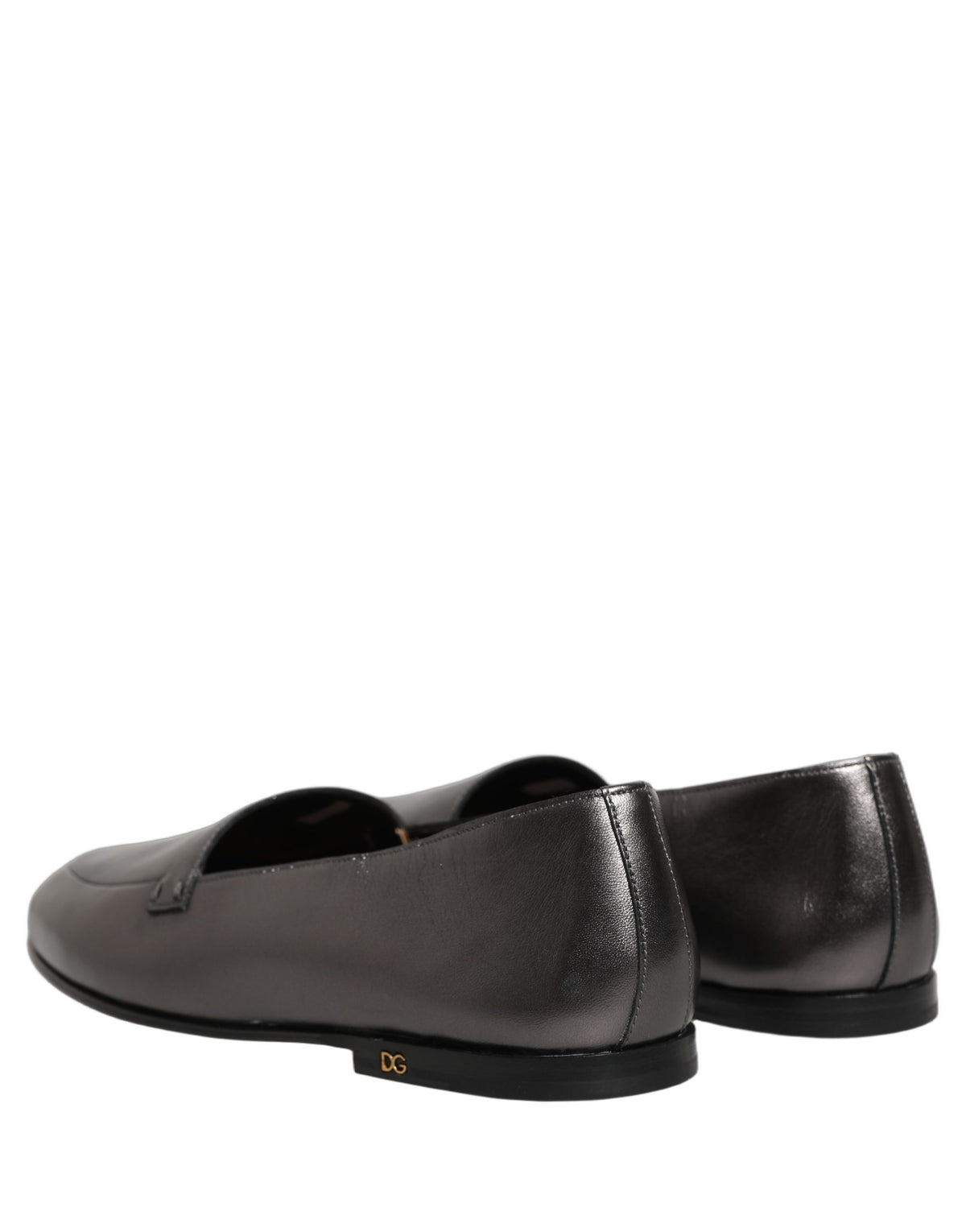 Dolce & Gabbana Men's Leather Low-Heel Loafer Slip-On Shoes - Silver