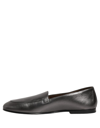 Dolce & Gabbana Men's Leather Low-Heel Loafer Slip-On Shoes - Silver