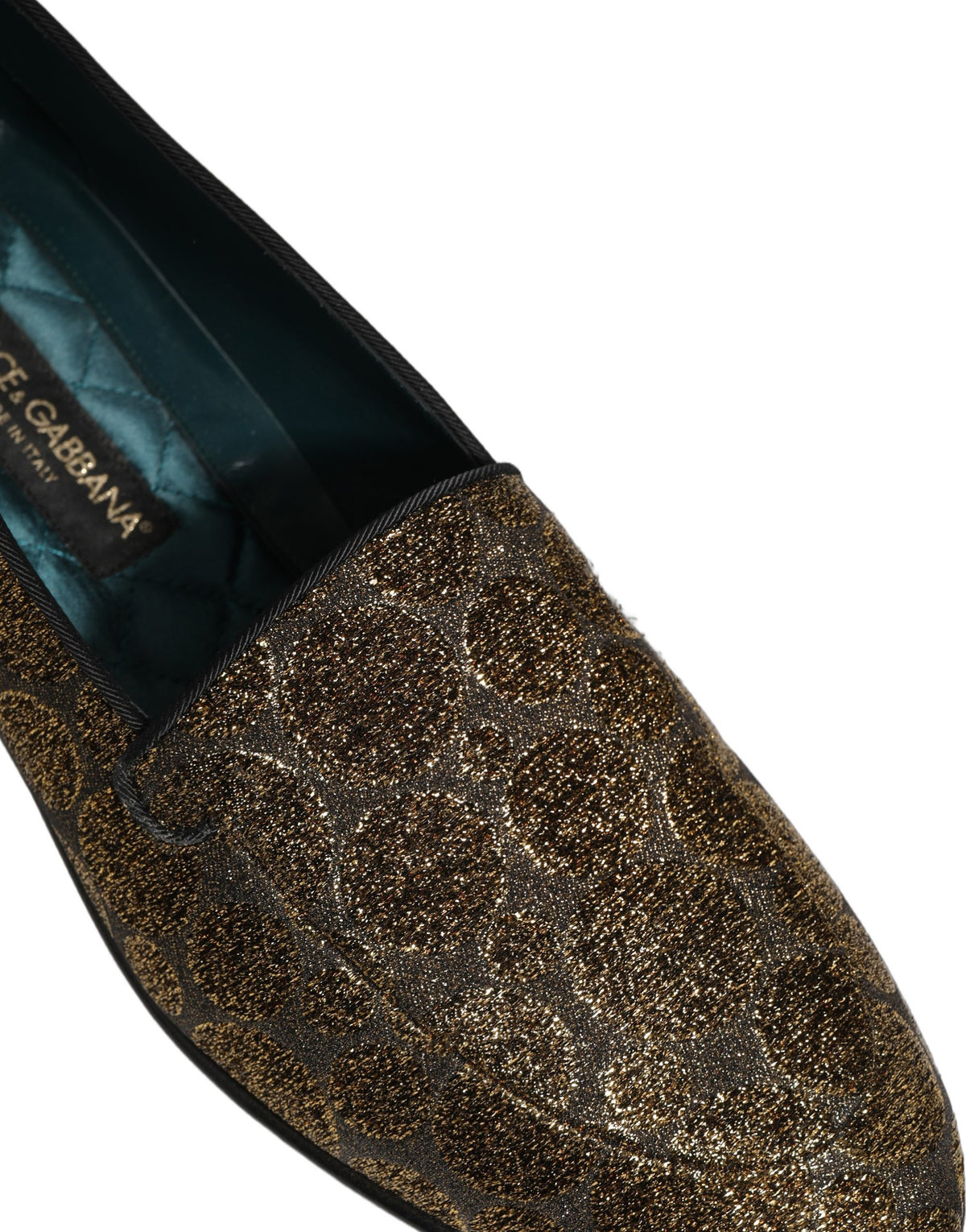 Dolce & Gabbana Aria Men's Leather & Lurex Loafer Slip-On Shoes - Gold