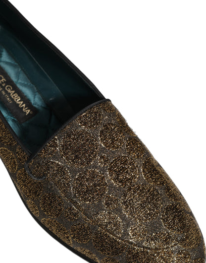 Dolce & Gabbana Aria Men's Leather & Lurex Loafer Slip-On Shoes - Gold