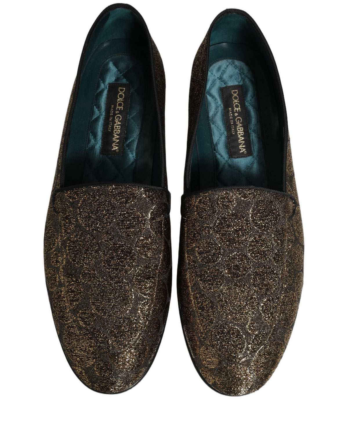 Dolce & Gabbana Aria Men's Leather & Lurex Loafer Slip-On Shoes - Gold