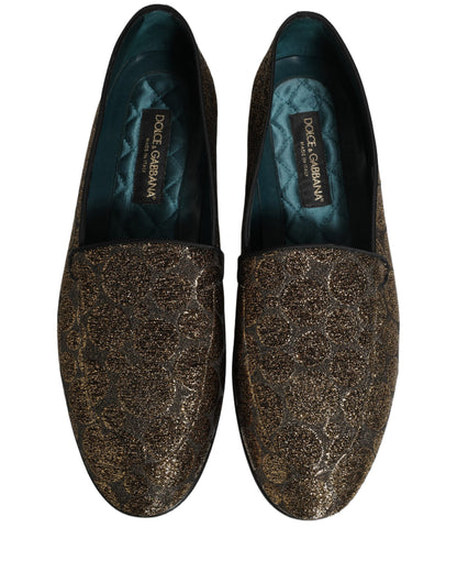 Dolce & Gabbana Aria Men's Leather & Lurex Loafer Slip-On Shoes - Gold