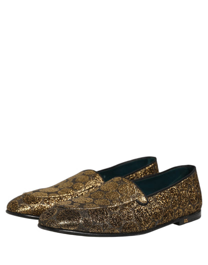 Dolce & Gabbana Aria Men's Leather & Lurex Loafer Slip-On Shoes - Gold