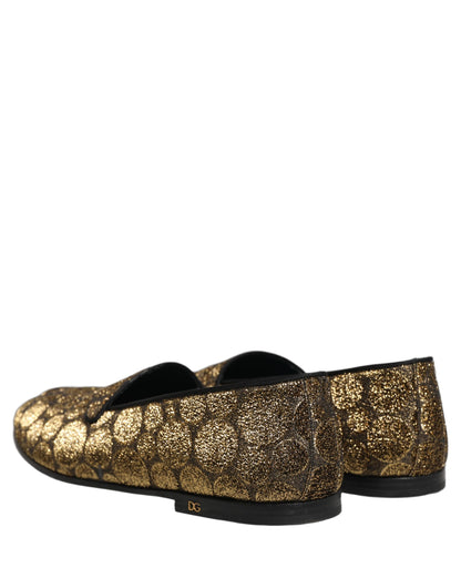Dolce & Gabbana Aria Men's Leather & Lurex Loafer Slip-On Shoes - Gold