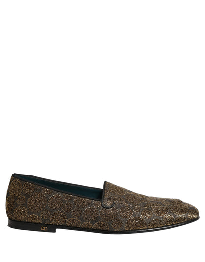 Dolce & Gabbana Aria Men's Leather & Lurex Loafer Slip-On Shoes - Gold