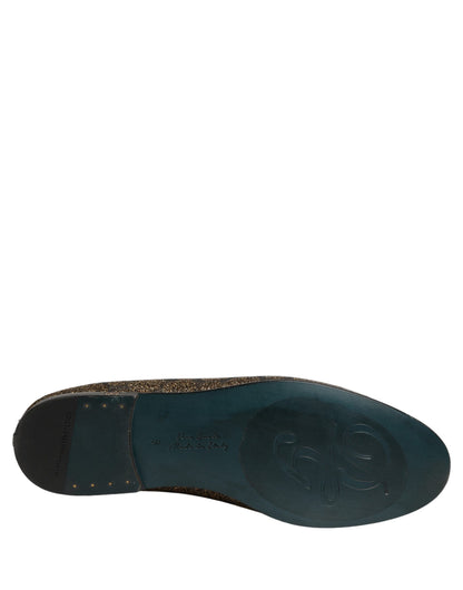 Dolce & Gabbana Aria Men's Leather & Lurex Loafer Slip-On Shoes - Gold