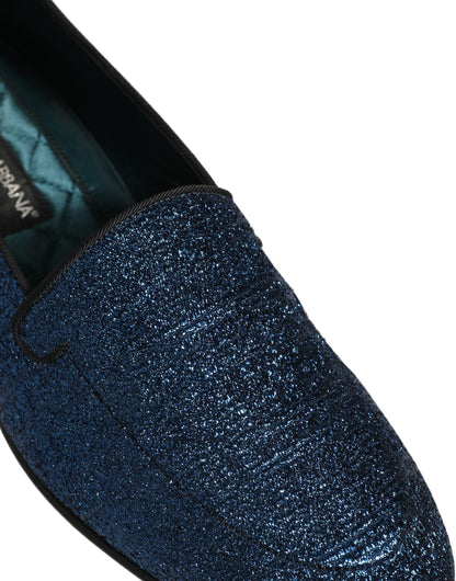 Dolce & Gabbana Aria Men's Leather & Lurex Loafer Slip-On Shoes - Blue Signature