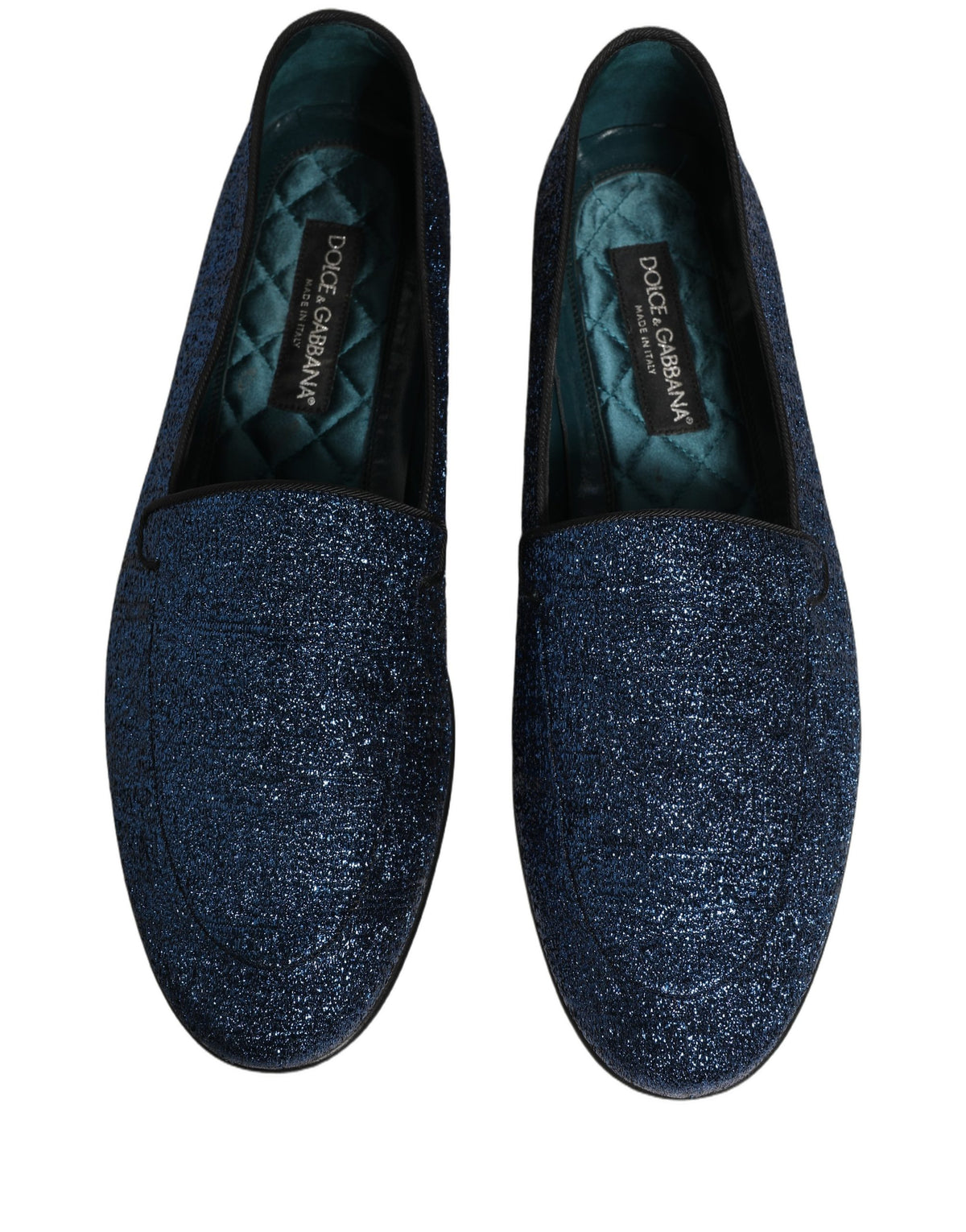 Dolce & Gabbana Aria Men's Leather & Lurex Loafer Slip-On Shoes - Blue Signature