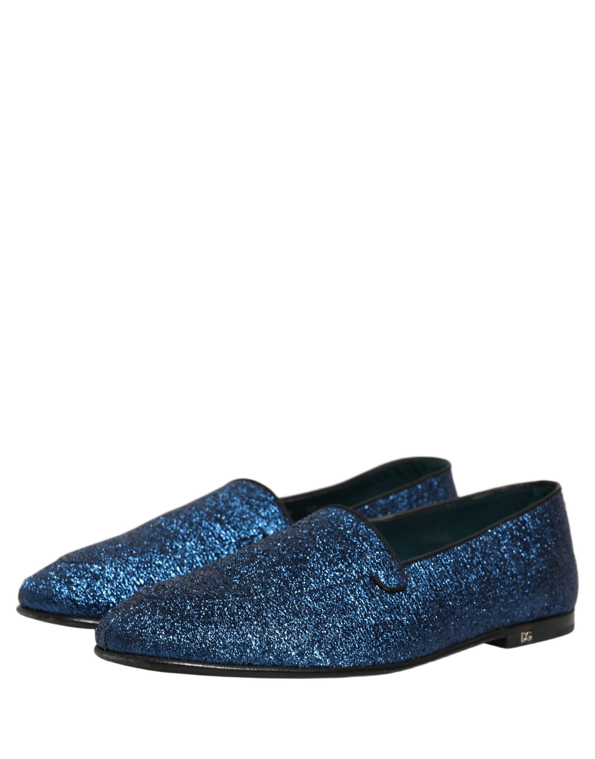 Dolce & Gabbana Aria Men's Leather & Lurex Loafer Slip-On Shoes - Blue Signature