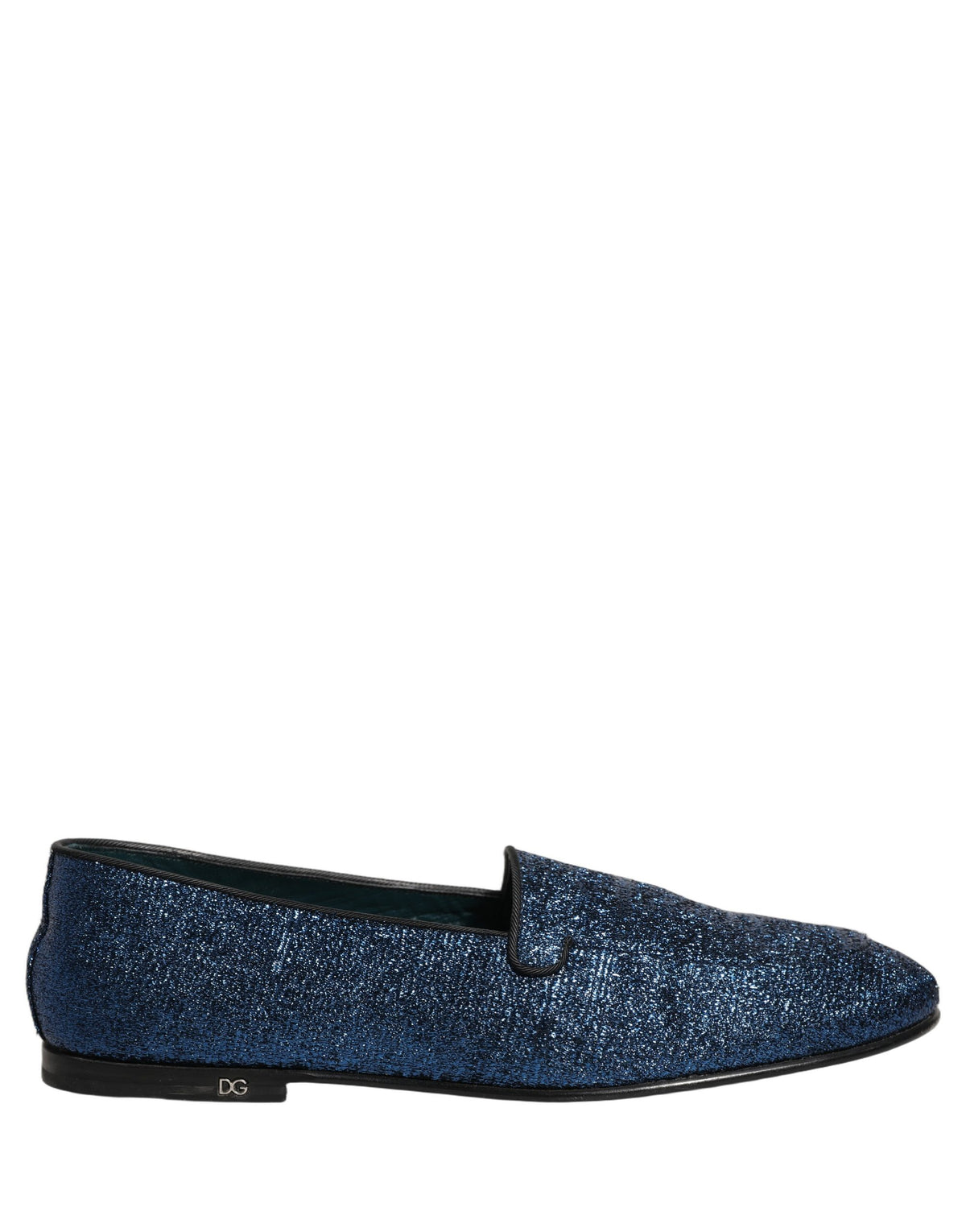 Dolce & Gabbana Aria Men's Leather & Lurex Loafer Slip-On Shoes - Blue Signature