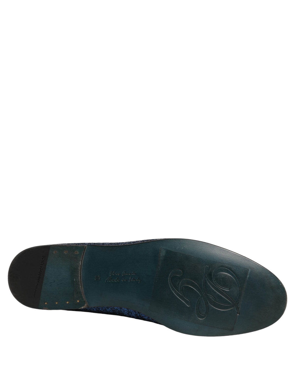 Dolce & Gabbana Aria Men's Leather & Lurex Loafer Slip-On Shoes - Blue Signature