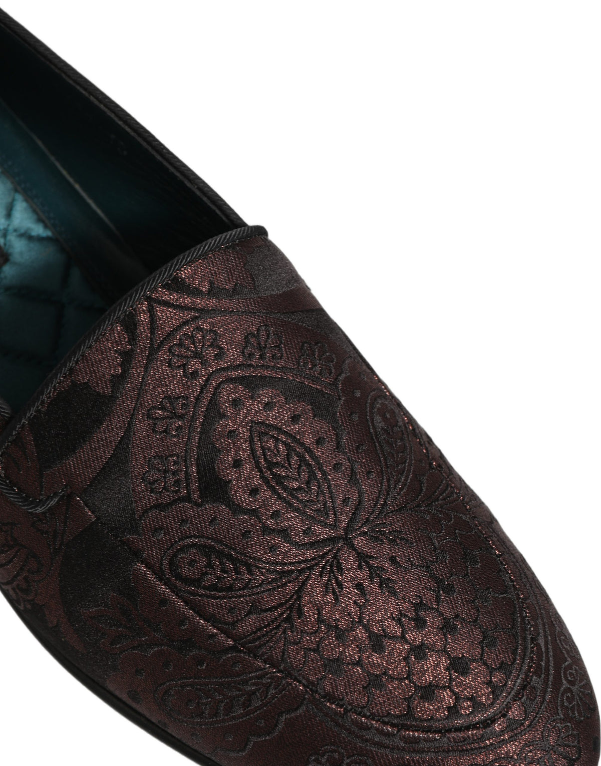Dolce & Gabbana Aria Men's Leather Loafer Slip-On Shoes - Black Maroon Patterned Jacquard