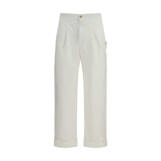 Umit Benan White Cotton Casual Pants