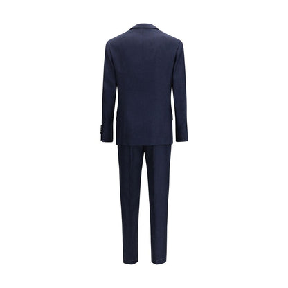 Pant Suit by Brunello Cucinelli for men in linen silk & wool blue presents a sharp silhouette, artfully finished with a sharp and a sophisticated regular-fit & wide for a truly sharp look.