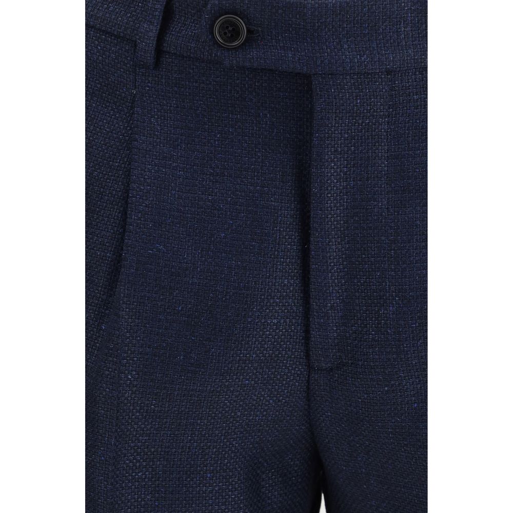 Pant Suit by Brunello Cucinelli for men in linen silk & wool blue showcases an bespeak silhouette, artfully detailed with a sophisticated and an bespeak regular-fit & wide for a refined finish.