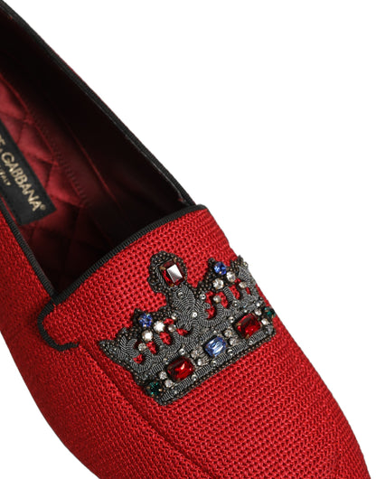 Dolce & Gabbana Men's Leather Loafer Slip-On Shoes - Red Signature