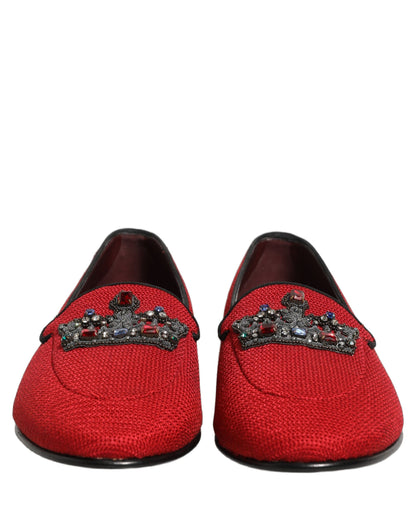 Dolce & Gabbana Men's Leather Loafer Slip-On Shoes - Red Signature