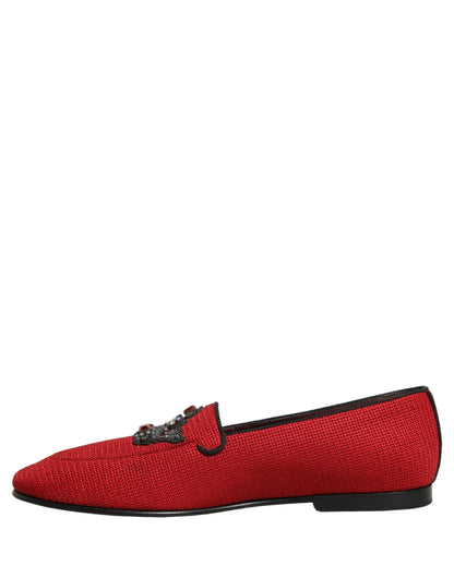 Dolce & Gabbana Men's Leather Loafer Slip-On Shoes - Red Signature