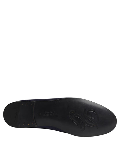 Dolce & Gabbana Men's Leather & Satin Loafer Slip-On Shoes - Navy