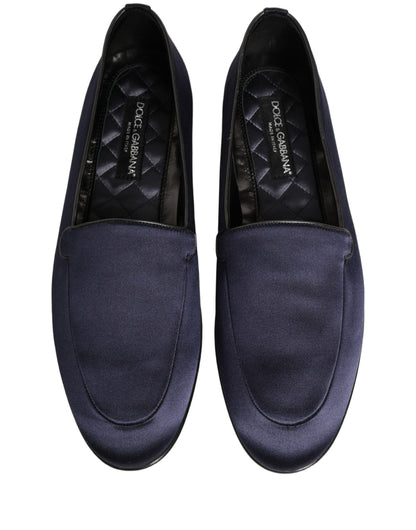 Dolce & Gabbana Men's Leather & Satin Loafer Slip-On Shoes - Navy