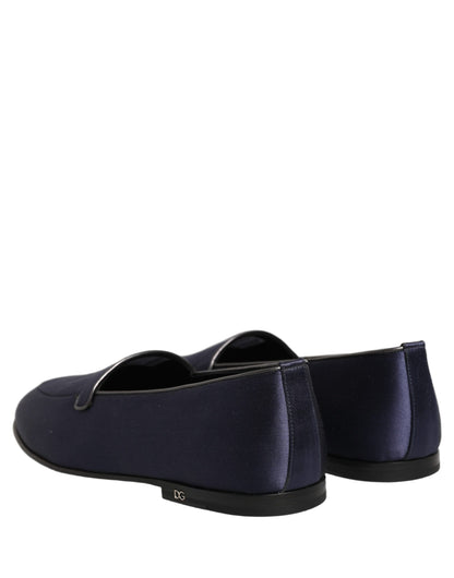 Dolce & Gabbana Men's Leather & Satin Loafer Slip-On Shoes - Navy